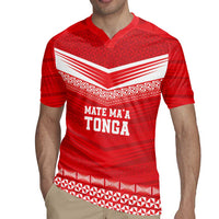 Custom Mate Ma'a Tonga Heritage Rugby Jersey Pacific Tribal Rugby Red Edition LT9 - Polynesian Pride