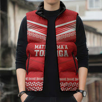Custom Mate Ma'a Tonga Heritage Sleeveless Puffer Jacket Pacific Tribal Rugby Red Edition LT9 - Polynesian Pride