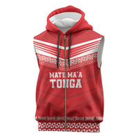 Custom Mate Ma'a Tonga Heritage Sleeveless Zip Hoodie Pacific Tribal Rugby Red Edition LT9 Red - Polynesian Pride