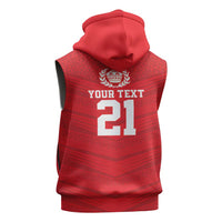 Custom Mate Ma'a Tonga Heritage Sleeveless Zip Hoodie Pacific Tribal Rugby Red Edition LT9 - Polynesian Pride