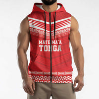 Custom Mate Ma'a Tonga Heritage Sleeveless Zip Hoodie Pacific Tribal Rugby Red Edition LT9 - Polynesian Pride