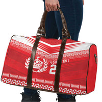 Custom Mate Ma'a Tonga Heritage Travel Bag Pacific Tribal Rugby Red Edition - Polynesian Pride