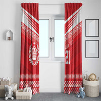 Custom Mate Ma'a Tonga Heritage Window Curtain Pacific Tribal Rugby Red Edition - Polynesian Pride