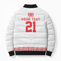 Custom Mate Ma'a Tonga Heritage Bomber Puffer Jacket Pacific Tribal Rugby White Edition - Polynesian Pride