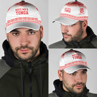 Custom Mate Ma'a Tonga Heritage Classic Cap Pacific Tribal Rugby White Edition LT9 - Polynesian Pride