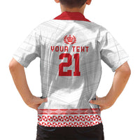 Custom Mate Ma'a Tonga Heritage Family Matching Off Shoulder Maxi Dress and Hawaiian Shirt Pacific Tribal Rugby White Edition - Polynesian Pride