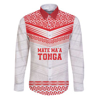 Custom Mate Ma'a Tonga Heritage Family Matching Puletasi and Hawaiian Shirt Pacific Tribal Rugby White Edition LT9 Dad's Shirt - Long Sleeve White - Polynesian Pride