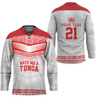 Custom Mate Ma'a Tonga Heritage Hockey Jersey Pacific Tribal Rugby White Edition - Polynesian Pride