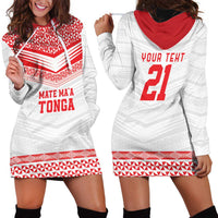 Custom Mate Ma'a Tonga Heritage Hoodie Dress Pacific Tribal Rugby White Edition - Polynesian Pride