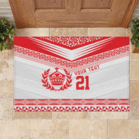 Custom Mate Ma'a Tonga Heritage Rubber Doormat Pacific Tribal Rugby White Edition LT9 White - Polynesian Pride