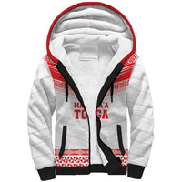 Custom Mate Ma'a Tonga Heritage Sherpa Hoodie Pacific Tribal Rugby White Edition - Polynesian Pride