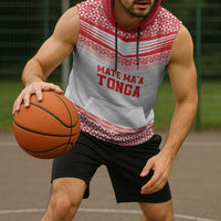 Custom Mate Ma'a Tonga Heritage Sleeveless Hoodie Pacific Tribal Rugby White Edition - Polynesian Pride