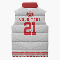 Custom Mate Ma'a Tonga Heritage Sleeveless Puffer Jacket Pacific Tribal Rugby White Edition - Polynesian Pride
