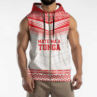 Custom Mate Ma'a Tonga Heritage Sleeveless Zip Hoodie Pacific Tribal Rugby White Edition - Polynesian Pride