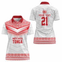Custom Mate Ma'a Tonga Heritage Women Polo Shirt Pacific Tribal Rugby White Edition - Polynesian Pride