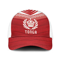 Pacific Rugby Spirit Baseball Net Cap Tonga Ngatu Pride Red Edition LT9 One Size White Red - Polynesian Pride