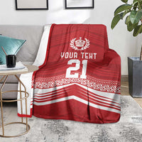 Custom Pacific Rugby Spirit Blanket Tonga Ngatu Pride Red Edition - Polynesian Pride