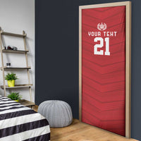 Custom Pacific Rugby Spirit Door Cover Tonga Ngatu Pride Red Edition - Polynesian Pride