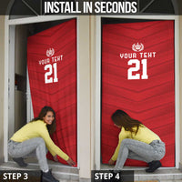 Custom Pacific Rugby Spirit Door Cover Tonga Ngatu Pride Red Edition - Polynesian Pride