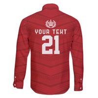 Custom Pacific Rugby Spirit Family Matching Off The Shoulder Long Sleeve Dress and Hawaiian Shirt Tonga Ngatu Pride Red Edition - Polynesian Pride