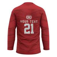 Custom Pacific Rugby Spirit Hockey Jersey Tonga Ngatu Pride Red Edition LT9 - Polynesian Pride