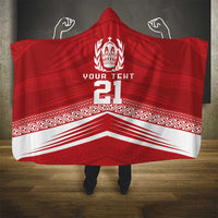 Custom Pacific Rugby Spirit Hooded Blanket Tonga Ngatu Pride Red Edition - Polynesian Pride