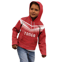 Custom Pacific Rugby Spirit Kid Hoodie Tonga Ngatu Pride Red Edition - Polynesian Pride