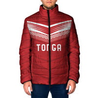 Custom Pacific Rugby Spirit Padded Jacket Tonga Ngatu Pride Red Edition - Polynesian Pride