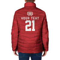 Custom Pacific Rugby Spirit Padded Jacket Tonga Ngatu Pride Red Edition - Polynesian Pride