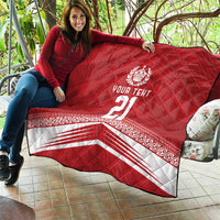 Custom Pacific Rugby Spirit Quilt Tonga Ngatu Pride Red Edition - Polynesian Pride