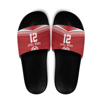 Custom Pacific Rugby Spirit Slide Sandals Tonga Ngatu Pride Red Edition - Polynesian Pride