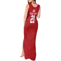 Custom Pacific Rugby Spirit Tank Maxi Dress Tonga Ngatu Pride Red Edition - Polynesian Pride