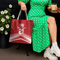 Custom Pacific Rugby Spirit Tote Bag Tonga Ngatu Pride Red Edition - Polynesian Pride