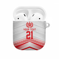 Custom Pacific Rugby Spirit AirPods Case Tonga Ngatu Pride White Edition LT9 White - Polynesian Pride