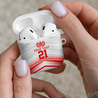 Custom Pacific Rugby Spirit AirPods Case Tonga Ngatu Pride White Edition LT9 - Polynesian Pride