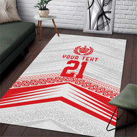 Custom Pacific Rugby Spirit Area Rug Tonga Ngatu Pride White Edition - Polynesian Pride