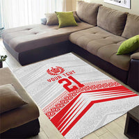 Custom Pacific Rugby Spirit Area Rug Tonga Ngatu Pride White Edition - Polynesian Pride