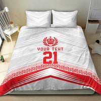 Custom Pacific Rugby Spirit Bedding Set Tonga Ngatu Pride White Edition - Polynesian Pride