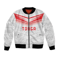 Custom Pacific Rugby Spirit Bomber Jacket Tonga Ngatu Pride White Edition - Polynesian Pride