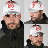Custom Pacific Rugby Spirit Classic Cap Tonga Ngatu Pride White Edition LT9 - Polynesian Pride