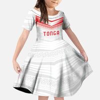 Custom Pacific Rugby Spirit Family Matching Tank Maxi Dress and Hawaiian Shirt Tonga Ngatu Pride White Edition - Polynesian Pride