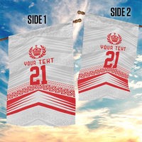 Custom Pacific Rugby Spirit Garden Flag Tonga Ngatu Pride White Edition - Polynesian Pride