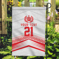 Custom Pacific Rugby Spirit Garden Flag Tonga Ngatu Pride White Edition - Polynesian Pride