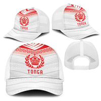 Pacific Rugby Spirit Mesh Trucker Cap Tonga Ngatu Pride White Edition LT9 - Polynesian Pride