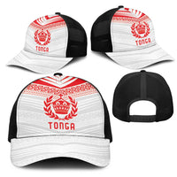 Pacific Rugby Spirit Mesh Trucker Cap Tonga Ngatu Pride White Edition LT9 - Polynesian Pride
