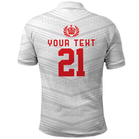 Custom Pacific Rugby Spirit Polo Shirt Tonga Ngatu Pride White Edition - Polynesian Pride