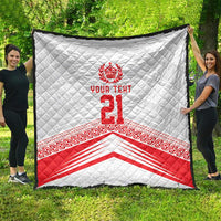 Custom Pacific Rugby Spirit Quilt Tonga Ngatu Pride White Edition - Polynesian Pride