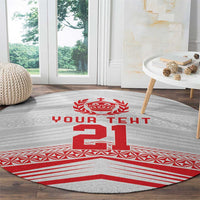 Custom Pacific Rugby Spirit Round Carpet Tonga Ngatu Pride White Edition - Polynesian Pride