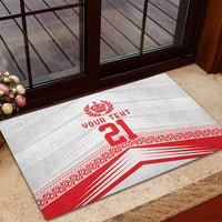 Custom Pacific Rugby Spirit Rubber Doormat Tonga Ngatu Pride White Edition - Polynesian Pride