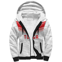 Custom Pacific Rugby Spirit Sherpa Hoodie Tonga Ngatu Pride White Edition - Polynesian Pride